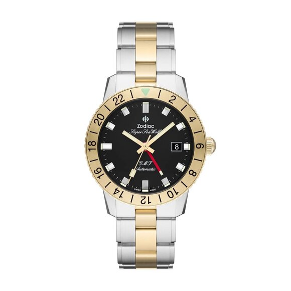 Zodiac Super Sea Wolf GMT Black Dial Two-tone Gold Stainless Steel Watch ZO9406 - Picture 6 of 8